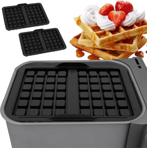 2 Packungen Air Fryer Silikon Waffelformen für Ninja AF400EU, AF451EU, SL400EU, BPA Frei Air Fryer Liner Belgische Waffel, Airfryer Zubehör Waffeleinsatz, Spülmaschinenfest (Waffelform)