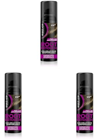 Syoss Root Retouch Colorazione Temporanea Spray Castano Scuro 120 ml, Ritocco capelli bianchi e ricrescita capelli resistente a pioggia e sudore, Fino a 40 applicazioni (Confezione da 3)