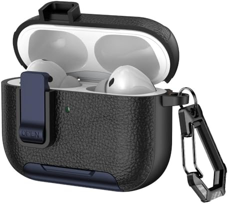 Case Compatible With AirPods Pro 3 3rd Gen with Secure Lock Clip Full-Body Shockproof Hard Protective Cover - Blue