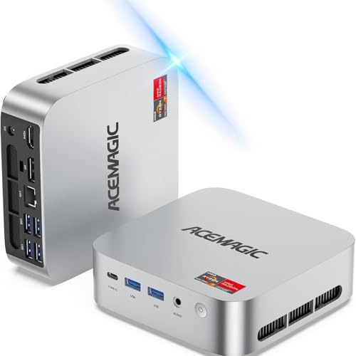 ACEMAGIC Mini PC da gioco AMD Ryzen 7 6800H 11 Pro (fino a 4,7 GHz) 16 GB RAM 512 GB SSD, Radeon 680 M triplo display 4 K mini computer desktop micro piccolo PC per gaming/ufficio 3.2Type-C/LAN 2.5G