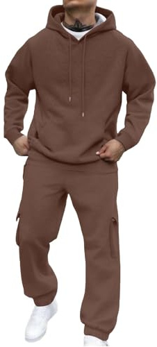 Couawaticy Tracksuit Mens Full Set Long Sleeve Hooded Sweatshirt and Sweatpants Set Hoodie Joggers Sets 2 Piece Fashion Sweatsuits for Men Sport Set Sweatpants and Sweatshirt UK