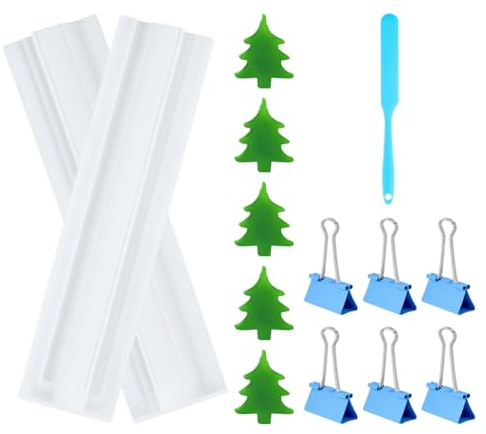 FINGERINSPIRE Ensemble de Tubes en Moule de Silicone 27.8x7cm Tube de Silicone Sapin de Noël Avec 6 Pinces Métalliques et Un Racloir Moule pour Bougies, Savon, Résine pour Artisanat Manuel