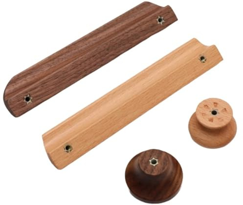 MöBelgriffe Holz,Schrankgriff aus Massivholz 2Pcs Schublade Zieht Möbel Griff Schrank Massivholz Griffe Nussbaum Kleiderschrank Knob Hardware(Beech C192)