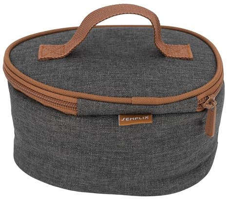 SEMPLIX Soft-Reisebügeleisentasche Uni – kompakte, gepolsterte Schutztasche für Mini-Reisebügeleisen, ideal für Reisen, Nähkurse und Aufbewahrung (anthrazit/braun)