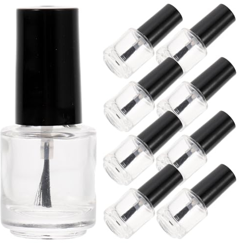 Cabilock 20pcs 5ml Glass Empty Nail Polish Bottles with Electroplated Aluminum Black Caps and Brush Refillable Nail Container for Art and Gel Polish Storage