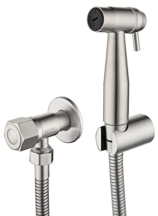 Handheld Bidet Sprayer for Toilet, Cloth Diaper Attachment with Hose, Stainless Steel Brushed Nickel Shower, Wall Mounted