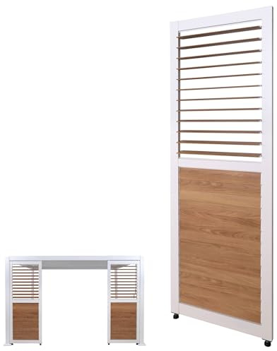 Mendler Lamellenwand für Pergola HWC-P65 Aluminium Holzoptik - weiß | Lamellenpaneel, Modul, Paneel, Seitenwand, 220x68cm