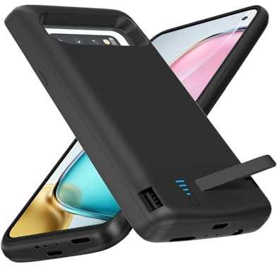 Giabuao Akkuhülle für Samsung Galaxy S10 6000mAh, Schlanke Wiederaufladbare Erweiterte Ladehülle Backup-Akkuladegerät, Tragbare Powerbank Akku Hülle für Samsung Galaxy S10 – Schwarz