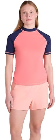 Mountain Warehouse Short Sleeves Womens UV Rash Vest - UPF50+, Ladies Rash Guard, Quick Dry, Flat Seams Top - Spring Summer Swimming, Beach, Under a Wetsuit Light Pink 10