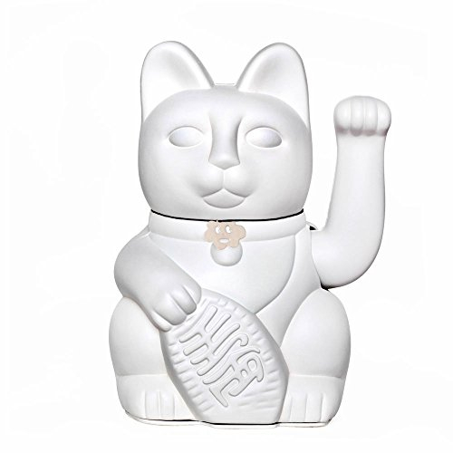 Chat chinois chanceux. Lucky Cat. Maneki Neko. BLANC, M (10x6x15 cm)
