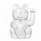 Chat chinois chanceux. Lucky Cat. Maneki Neko. BLANC, M (10x6x15 cm)
