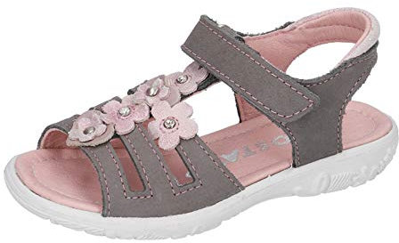 RICOSTA Mädchen Riemchensandalen Chica, Weite: Schmal (WMS), verspielt detailreich Freizeit leger Sandalette sommerschuh,Graphit,27 EU / 9 Child UK