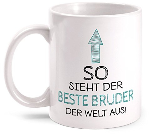 Fashionalarm Tasse So sieht der beste Bruder der Welt aus beidseitig bedruckt mit Spruch | Geschenk Idee für Geschwister Geburtstag Weihnachten, Farbe:weiß