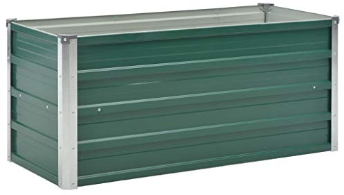 vidaXL - Fioriera da giardino in acciaio zincato, 100 x 40 x 45 cm, adatta come aiuola rialzata, colore verde