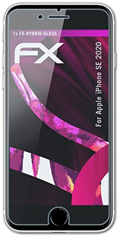 atFoliX Plastic Glass Protective Film compatible with Apple iPhone SE 2020, 9H Hybrid-Glass FX Screen Protector