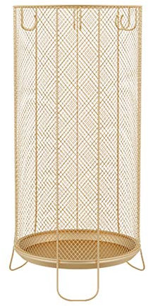 AGYH Supports pour parapluiesPorte-Parapluie en Métal, Porte-Parapluie Grande Capacité Posé Au Sol, Seau De Rangement avec Crochet Et Plateau égouttoir, 20,5X55cm / 26X58cm , 4 Co(Color:d'or,Size:S)