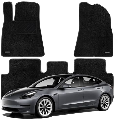 WENNEBIRD Superior Teppich-Fußmatten für Tesla Model 3 2017-2023, Premium Allwetter-Anti-Rutsch-Wasserfeste Fußmatten, Teppiche mit Einer Dicke von 1,52 Zentimetern - 3 Stück