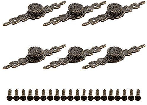 DOITOOL 6 tiradores de cajón vintage para armario, tiradores de cocina, 7,4 x 1,7 cm, color bronce