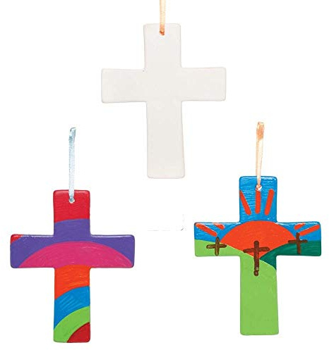 Baker Ross Keramik-Kreuz-Dekorationen AX783 – Packung mit 5 Stück, Osterbasteleien für Kinder