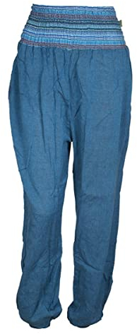 Vishes - Alternative Bekleidung - Leichte Damen Chino Haremshose mit dehnbarem Bund Taschen türkis