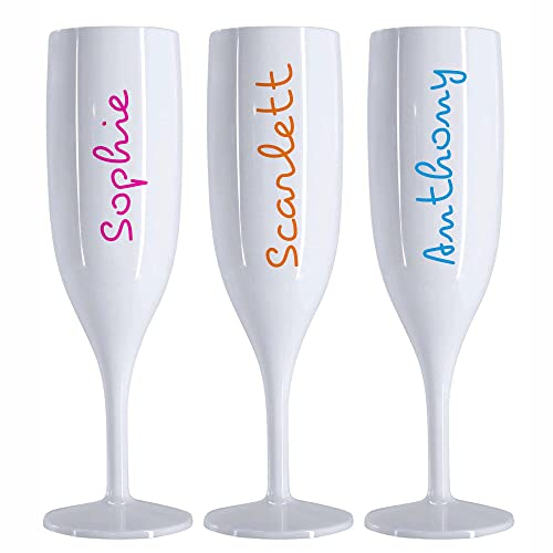 Personalised Champagne Love Flute Glass TV Any Name Font Colours Wine Cocktail Prosecco Gift (Blue)