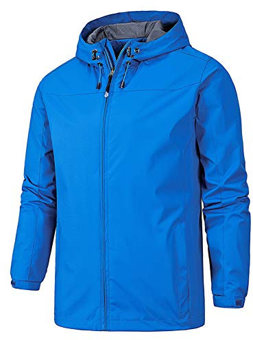 YOUTHUP Blouson Homme Coupe-vent à Capuche Imperméable Veste a Capuche Hommes en Veste de Pluie, Bleu Ciel-268, M