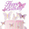 ALISSAR Glitter Lila Happy Birthday Kuchen Topper Set, Schmetterling Kuchen Topper und 16 Stück Schmetterling Cupcake Topper für Mädchen Damen Geburtstag Kuchen Party Dekorationen
