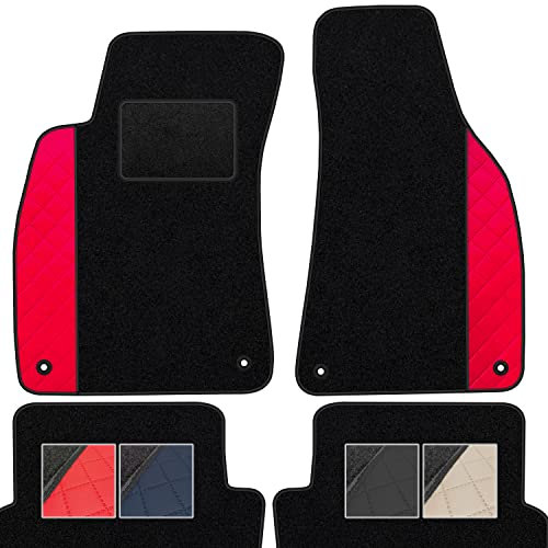 moto-MOLTICO Fußmatten Auto Velours Autoteppiche Schwarz Automatten Set 2-teilig - Auffälliges Design - passend für Audi TT 8J 2006-2014 (Rotes Muster)