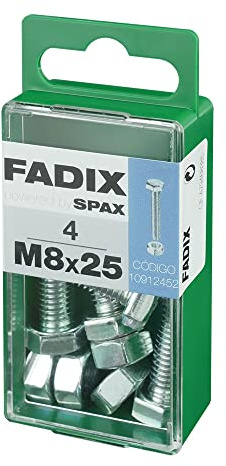 Box S 4 Stück Schraube Metallic Cab Hex + Zink M 8 x 25 mm Fadix