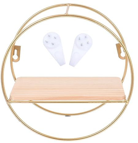 Cabilock 1 X Goldener Anhänger Eingangsbereich Holz Rustikal Runde Wandvase Badezimmer Metall Büroregal Zuhause Geschmiedet im Schlafzimmerstil zum Aufhängen Nordisches Shampoo- für