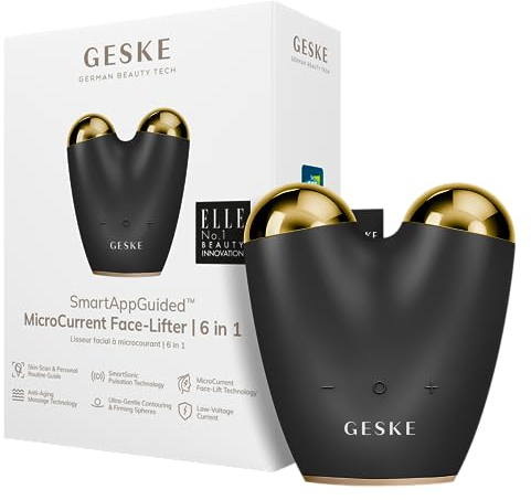 GESKE | SmartAppGuided™ MicroCurrent Face-Lifter | 6 in 1 | Facial Lifting | Gesicht- & Jawline Trainer | Gesichtsstraffung | Anti Aging Device | Mikrostrom gegen Falten | Doppelkinnentferner