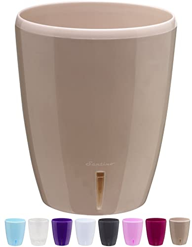 Santino Olla de riego automático con sistema de mecha e indicador de nivel de agua para interiores, maceta para orquídeas D 16,5 cm (arena - 3,3 L)