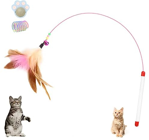 Maddity Juguete Plumero - Juguetes para Gatos con Plumas - Gato Interactivo - Juguetes Gatos - Cat Toys - Gato Interactivo (Plumero)