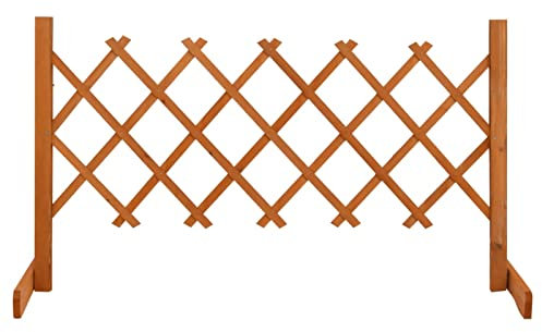 Valla de jardín enrejada, JUNZAI Vallas Piscina, Vallas Decorativas para Jardín, Vallas Jardin Exterior, Separador Jardin Exterior, Vallas Terraza, Madera Maciza Abeto Naranja 120x60 cm