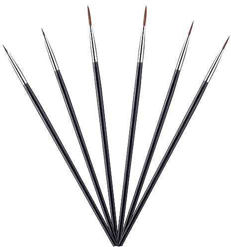 6 Piece Detail Paint Brush Set - Fine Miniature Paint Brushes for Detail Painting