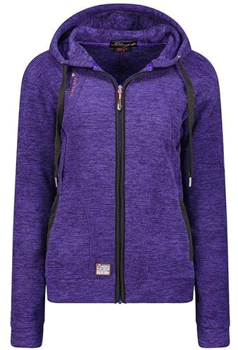 Geographical Norway Twelve Lady - Sweat Femme Capuche Polaire Fermeture Zip - Sweatshirt Femmes Manche Pull Casual Manches Longues Chaud - Hoodie Veste Tops Sport (Violet S)