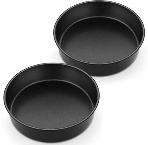 Homikit 8Inch Cake Tins Set of 2, Stainless Steel Cake Mould Round Baking Pans for Birthday, Wedding, Christmas, Nonstick Coating, Healthy & Rust Free, One Piece Design & Easy Clean