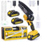 Hancaner Mini Motosega a Batteria 6-Inch, Motosega Elettrica con 2 Batterie da 2,0 Ah di Grande Capacità e 2 Catene, Luce di Peso con Blocco di Sicurezza e Forte Motore per Albero Trimming.