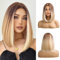 OUFEI Kurze Gerade Blonde Bob Perücke für Frauen Natürliches Synthetisches Haar Ombre Perücken mit Braunen Wurzeln Cosplay Täglichen Party Gebrauch