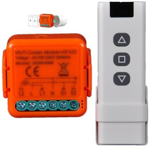 Yueyang Interruptor Persianas WiFi con Mando RF y Módulo Receptor, Control Persianas Eléctricas para Cortinas y Persianas, Módulo de Control Temporizador, Smart Life Dispositivos (1)