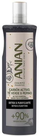 ANIAN - Shampoo al Carbone Attivo, Tè Verde e Cetriolo 400 ml per Capelli Grassi - Disintossica, Purifica e Idrata in Profondità, Previene l'Effetto Crespo