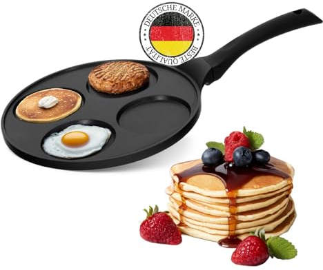 4BIG.fun Oladji Frying Pan for Pancakes, Induction, Eye Pan, 3-Way Coating, 4-Hole Pancakes, Cast Aluminium Frying Pan, Egg Pan, Mini Pancake