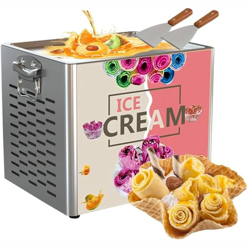 Máquina Para Hacer Helados Fritos Con Yogur, Máquina Para Hacer Rollos De Helado Salteados De Acero Inoxidable, Rodillo Automático Para Hacer Helados Con 2 Palas Para Helado, Para Restaurante Cafe Bar