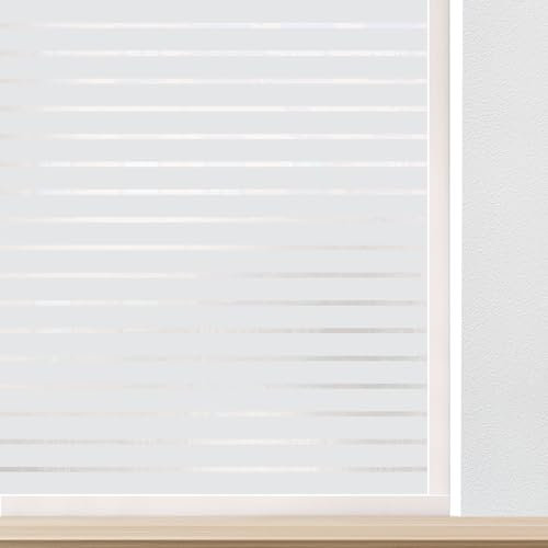 Linarun Window Film Privacy Film for Glass Windows Frosted Window Film Stripe Window Privacy Film Self Adhesive Frosted Glass Film for Windows Frosting Film 30x200