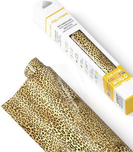 POLI-FLEX® DESIGN Transferfolie für Textilien – Designfolie in Leopard Optik zum Aufbügeln, Plotterfolie für DIY Shirts, Leopard, 30,5 cm x 61 cm