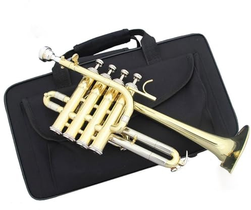 Standard Trompeten Professionelle Hohe Trompete Bb Piccolo Trompete Messing Gold Silber Anfänger Edelstahl Trompete(Gold)