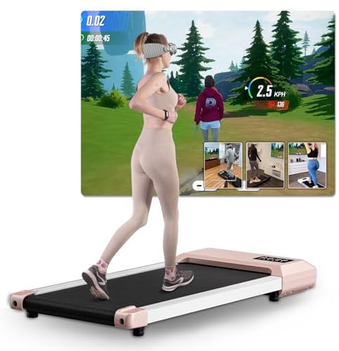 Lacuffy Raceable Lacuffy Walking Pad leise, Laufband für Zuhause Max 136 kg mit LCD-Anzeige und APP, Laufband Schreibtisch mit Training Couses und AI Traininging