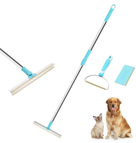 Beowanzk Carpet Brush - Pet Hair Removal Tool with Mini Scraper and Handle, Removes Pet Hair from Carpet, Mat and Couch (Blue)