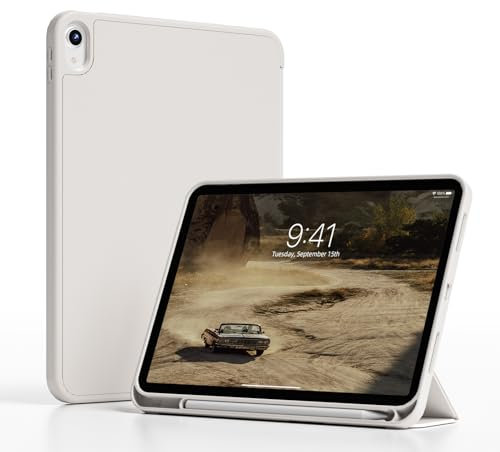 JKSML Hülle für iPad (A16) 11. Generation 11 Zoll (2025) & iPad 10. Generation (2022) mit Stifthalter, Auto Schlafen/Wachen, Flexible Weiche TPU Rückseite Hülle für Büro/Uni (Grau)