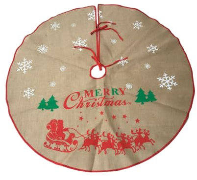 OKUMEYR Bunte Weihnachtsbaumdecke Aus Leinwandstoff Langlebiger Weihnachtsbaumrock Festliche Weihnachtsdecke Zur Baumunterlage Dekoratives Christbaum Zubehör